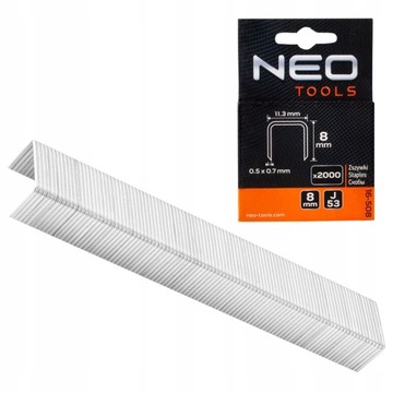 СТЕПЛЕРЫ ТИПА J/53 8 ММ 2000 ШТ NEO Tools 16-508