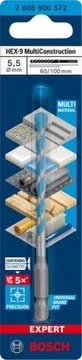 BOSCH Wiertło wielozadaniowe EXPERT HEX9 MultiConstruction 5,5 x 60 x 100mm