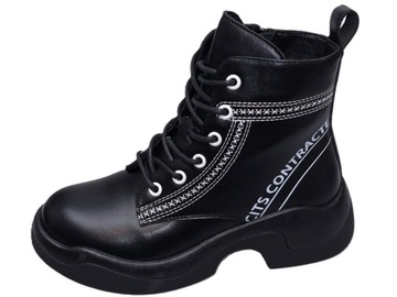 Botki trapery dziecięce ocieplane Black r.34