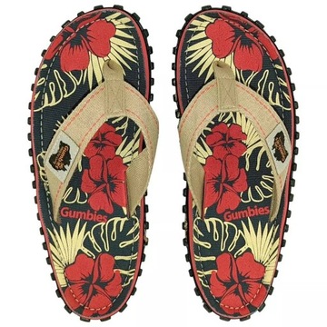 Gumbies Islander Flip Flops Unisex Denim Hibiscus