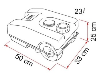 Контейнер, бак для грязной воды серый, 23л, колеса на колесах, серый Fiamma