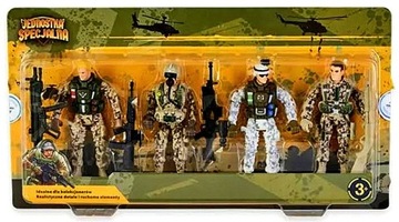 JOINCO Zestaw Figurek żołnierz JEDNOSTKA SPECJALNA 10cm ruchome el. 4 szt.
