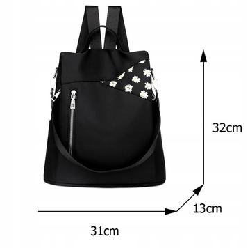 Женский черный рюкзак 2в1 Flowers, элегантная городская сумка через плечо