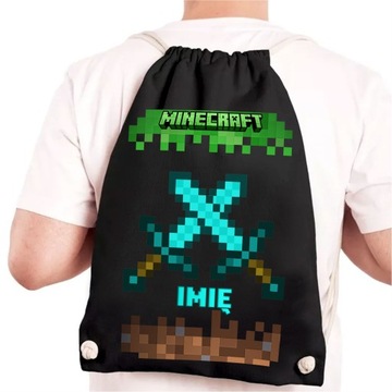 WOREK SZKOLNY NA BUTY WF IMIĘ MINECRAFT CREEPER GRA KOMPUTEROWA DLA DZIECKA