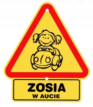 Tabliczka z imieniem DZIECKO W AUCIE różne imiona