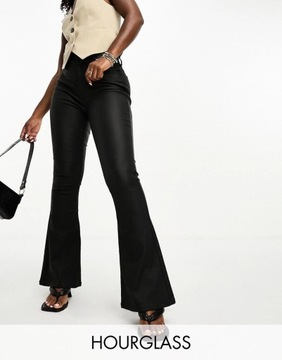 Asos Design dbi woskowane rozszerzane nogawki spodnie czarne 30/30 NG7
