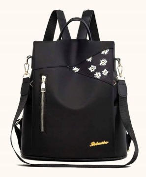 Рюкзак черный 2в1 женский цветочный рюкзак сумка элегантный городской плечо сумка