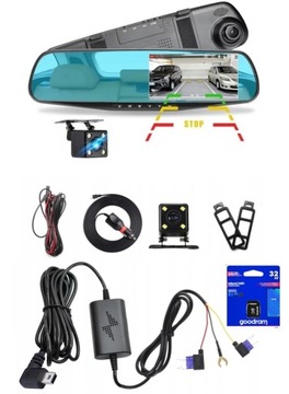 REJESTRATOR JAZDY KAMERA COFANIA W LUSTERKU +32GB +ADAPTER ZASILANIA