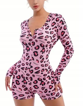 ЦЕЛЬНАЯ ПИЖАМА С ШОРТАМИ НА МОЛНИИ ПЛОТНЫЙ СПАЛЬНЫЙ КОСТЮМ - L