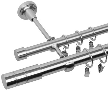 KARNISZ PODWÓJNY 200CM 25+19MM PRIMA METALOWY 3 KOLORY WYBÓR ZAKOŃCZEŃ RENA