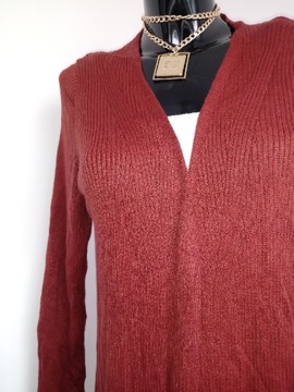 BONITA L bordowy sweter kardigan lejący dekolt długi sweterek narzutka