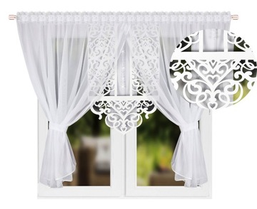 FIRANA GOTOWA Z PANELEM AŻUROWYM FIRANKA WOAL PANEL KORALIK 400x155 cm