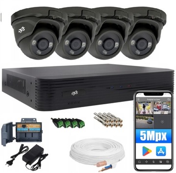 ZESTAW MONITORINGU 4 KAMERY KOPUŁKA 5MPX IR20