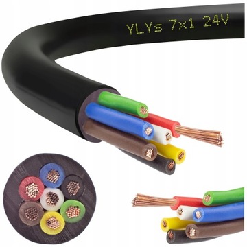 KABEL PRZEWÓD SIEDMIOŻYŁOWY 7 ŻYŁ YLYs 7x1mm