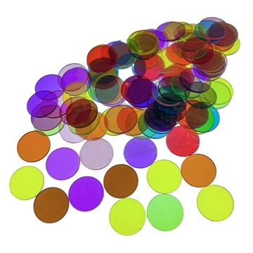 100 sztuk Liczniki Markery Bingo Liczenie żetonów Sortowanie 19 mm przezroczyste