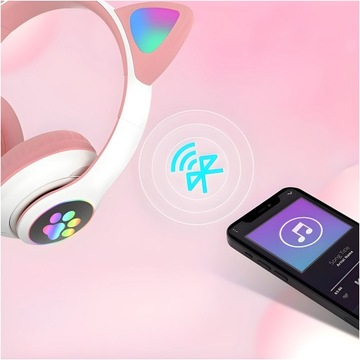 НАУШНИКИ CAT EAR ДЛЯ ДЕТЕЙ БЕСПРОВОДНЫЕ BLUETOOTH LED RGB CAT EARS