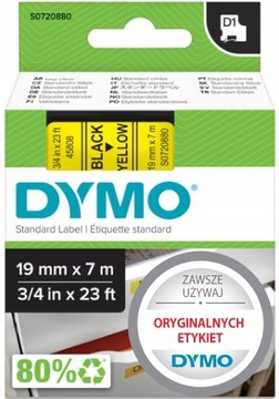 DYMO Taśma D1 19mm czarny żółty 45808 s0720880 ORG