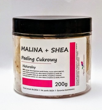 Peeling Cukrowy MALINA + SHEA naturalny 200g