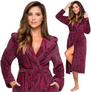 DŁUGI CIEPŁY PUCHOWY DAMSKI SZLAFROK PODOMKA M