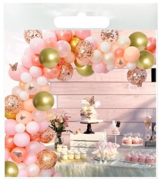 Girlanda balonowa MOTYLKI chrom róż Rose gold G57