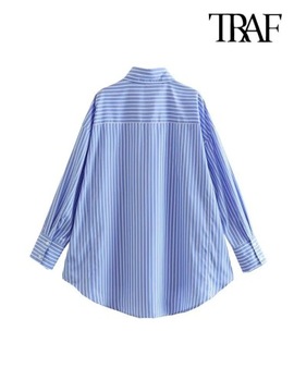 TRAF Women Fashion With Pockets Oversized Striped