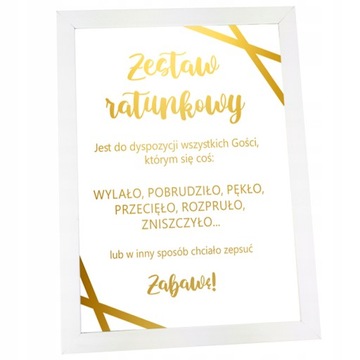 TABLICZKA RAMKA KOSZYK RATUNKOWY WESELE ZŁOTO Y7