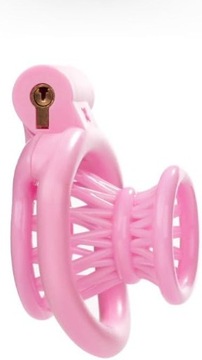 MAŁY RÓŻOWY PAS CNOTY INVERTED CHASTITY CAGE 4 RINGI