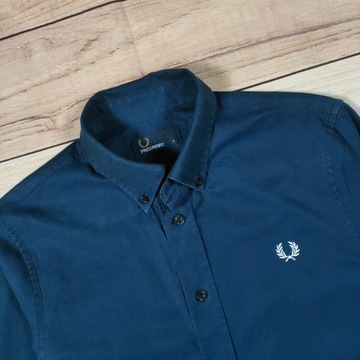 FRED PERRY Koszula Męska Granatowa Logowana r. S