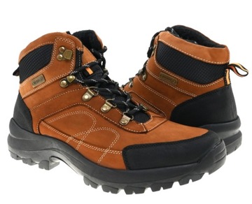 BUTY ZIMOWE TREKKINGOWE SKÓRZANE AMERICAN CLUB CY 58 BRĄZ R.44