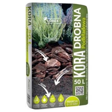 KORA SOSNOWA IGLASTA OGRODOWA DROBNA PODKŁADOWA 0-10mm SOBEX 50L