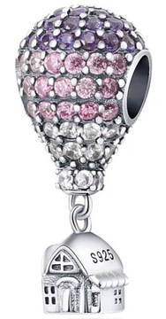 MD charms beads różowy balon dom domek | S925