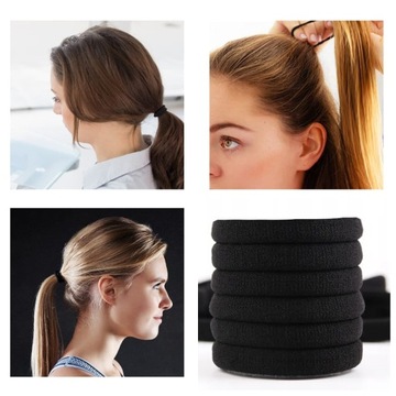 РЕЗИНКИ ДЛЯ ВОЛОС, ПРОЧНЫЕ, ТОЛСТЫЕ, БОЛЬШИЕ, РЕБРИЦЫ, ЧЕРНЫЕ, 6 ШТ.