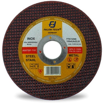 TARCZA DO CIĘCIA METALU INOX CIENKA 125 x 0,8mm