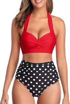 BIKINI STRÓJ KĄPIELOWY WYSOKI PUSH UP RETRO