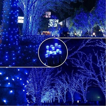 Рождественские елочные гирлянды 100 светодиодов СИНИЕ ПОСТОЯННЫЕ + ВСПЫШКА