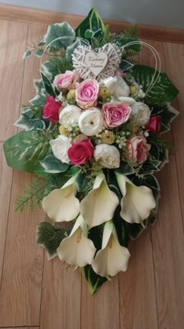 Stroik na cmentarz GRÓB kompozycja SERCE WIKLINOWE