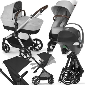 WÓZEK CYBEX 3W1 EOS LUX SLV LAVA GREY I FOTELIK ATON B2