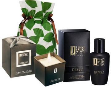 FENZI GOLD MĘSKI ZESTAW PREZENT EDP 100ML ŚWIECA SOJOWA WALENTYNKI URODZINY