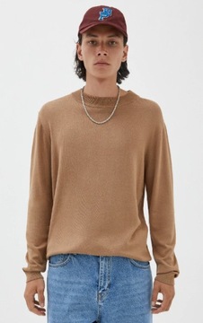 PULL& BEAR SWETER MĘSKI BRĄZOWY CASUAL L 1RRE