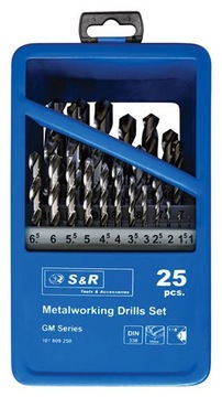 ZESTAW WIERTEŁ DO METALU 25 SZT 1,0-13,0 MM SERII GM BIAŁE SZLIFOWANE .