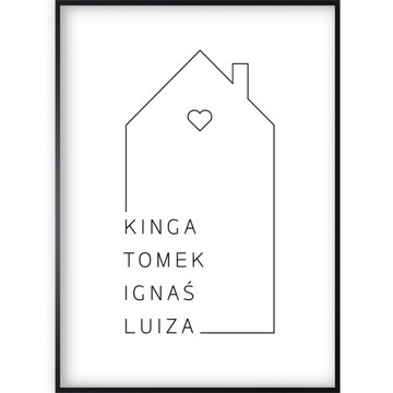 PLAKAT 50x70 DOM RODZINA MIŁOŚĆ PERSONALIZOWANY IMIONA DZIEŃ KOBIET BOHO