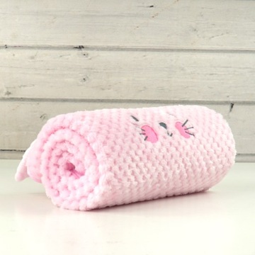 Мягкий плед для коляски, аппликация ЗАЙЧИК, вышивка имени.