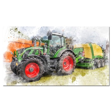 obraz TRAKTOR 5-60x30cm na płótnie ciągnik baloty