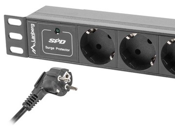 LISTWA RACK 10'' 1U 10A 3X SCHUKO 2M CZARNA