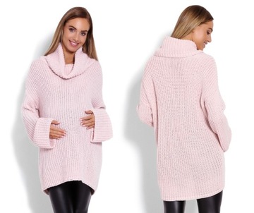 Luźny długi sweter z golfem oversize