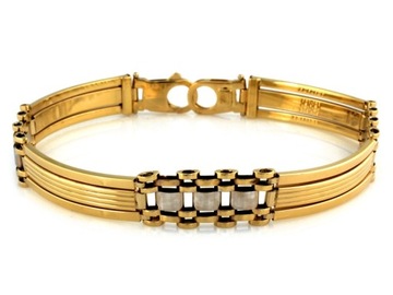 Złota bransoleta 585 szeroka sztywne elementy unisex r21 na prezent modna