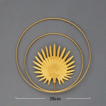 Nordic Light Luxury Golden Round Wall Hanging Decoration Metal Leaf ~26954