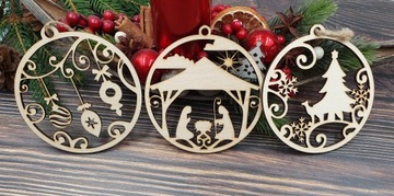 Деревянная безделушка. Набор из 3 шт. Рождественское украшение.