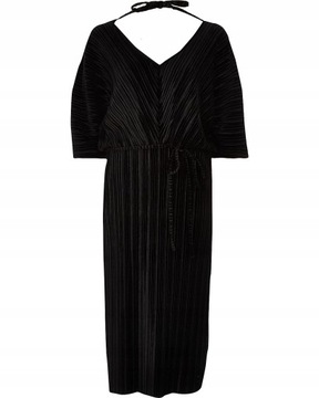 Sukienka welurowa aksamitna plisowana czarna XS 34