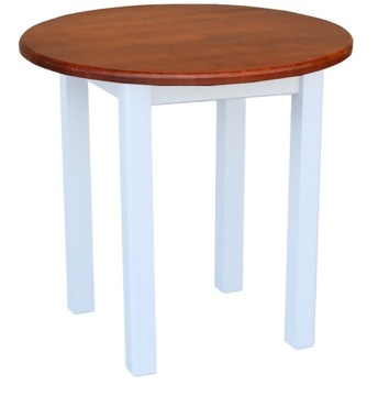 STÓŁ KUCHENNY DREWNIANY OKRĄGŁY 80 CM DWA KOLORY BIAŁY+KALWADOS